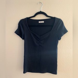 Madewell black ribbed sweetheart shirt size small